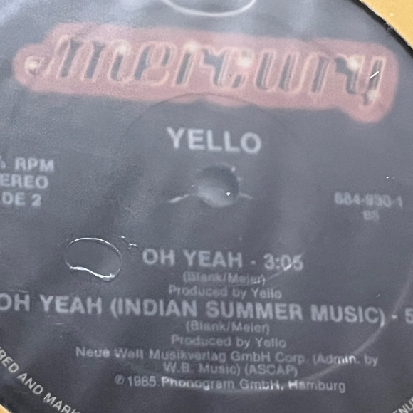 Yellow “ Oh Yeah “ ( Featured In The secret Of My Success) Vinyl Record Mint - Picture 6 of 7